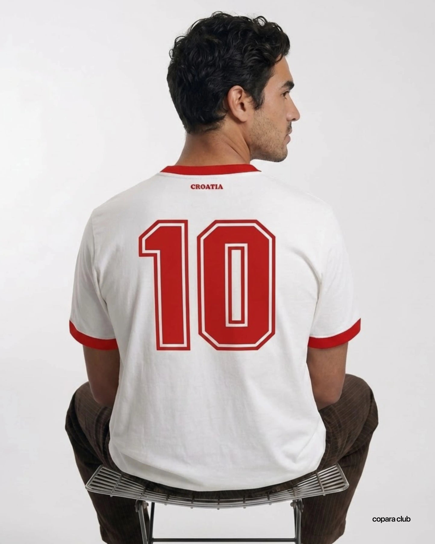 Rückseite Croatia Ringer T-Shirt mit Nummer 10 im Fußball Trikot Stil