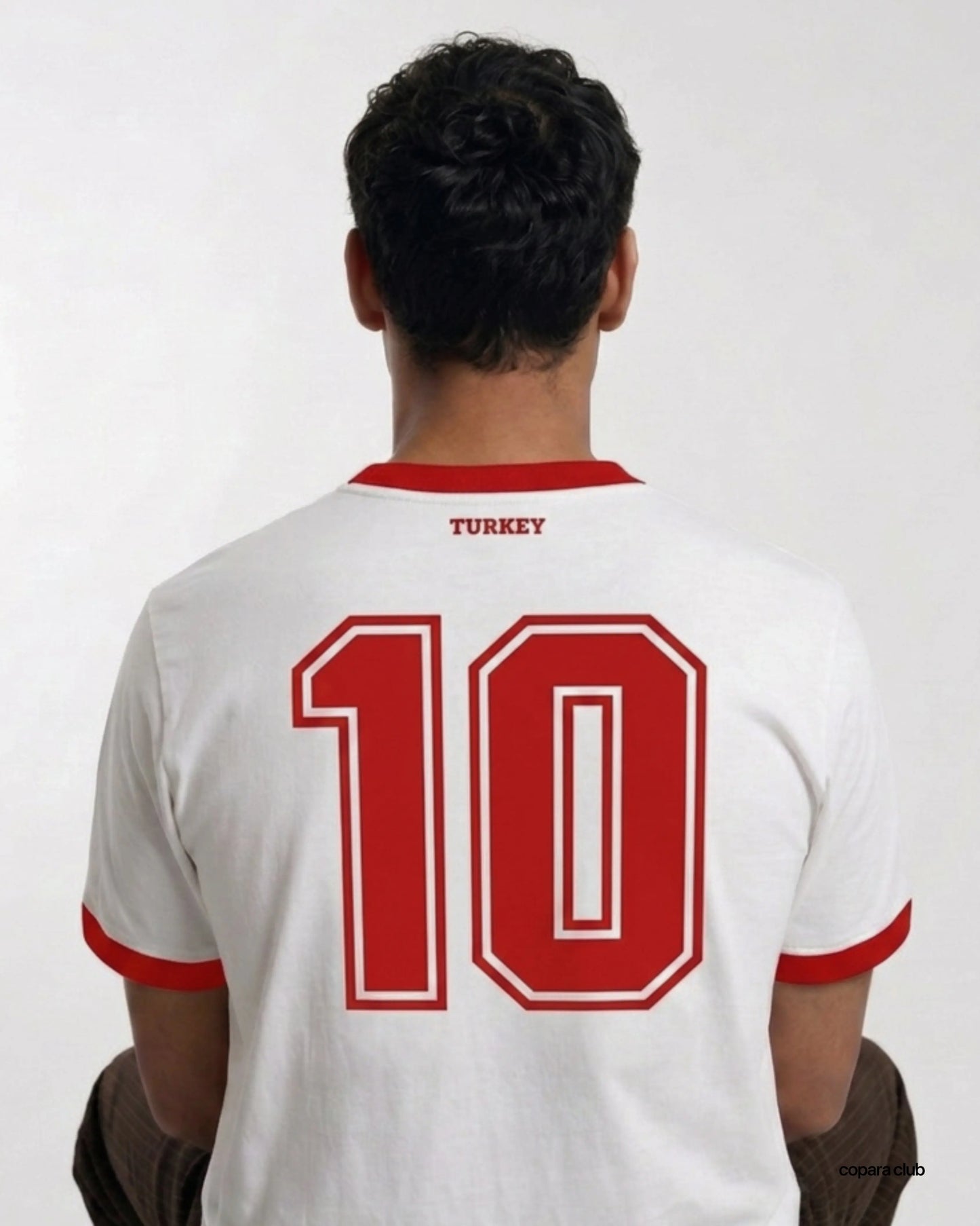 Rückseite Tuerkey Ringer T-Shirt mit Nummer 10 im Fußball Trikot Stil