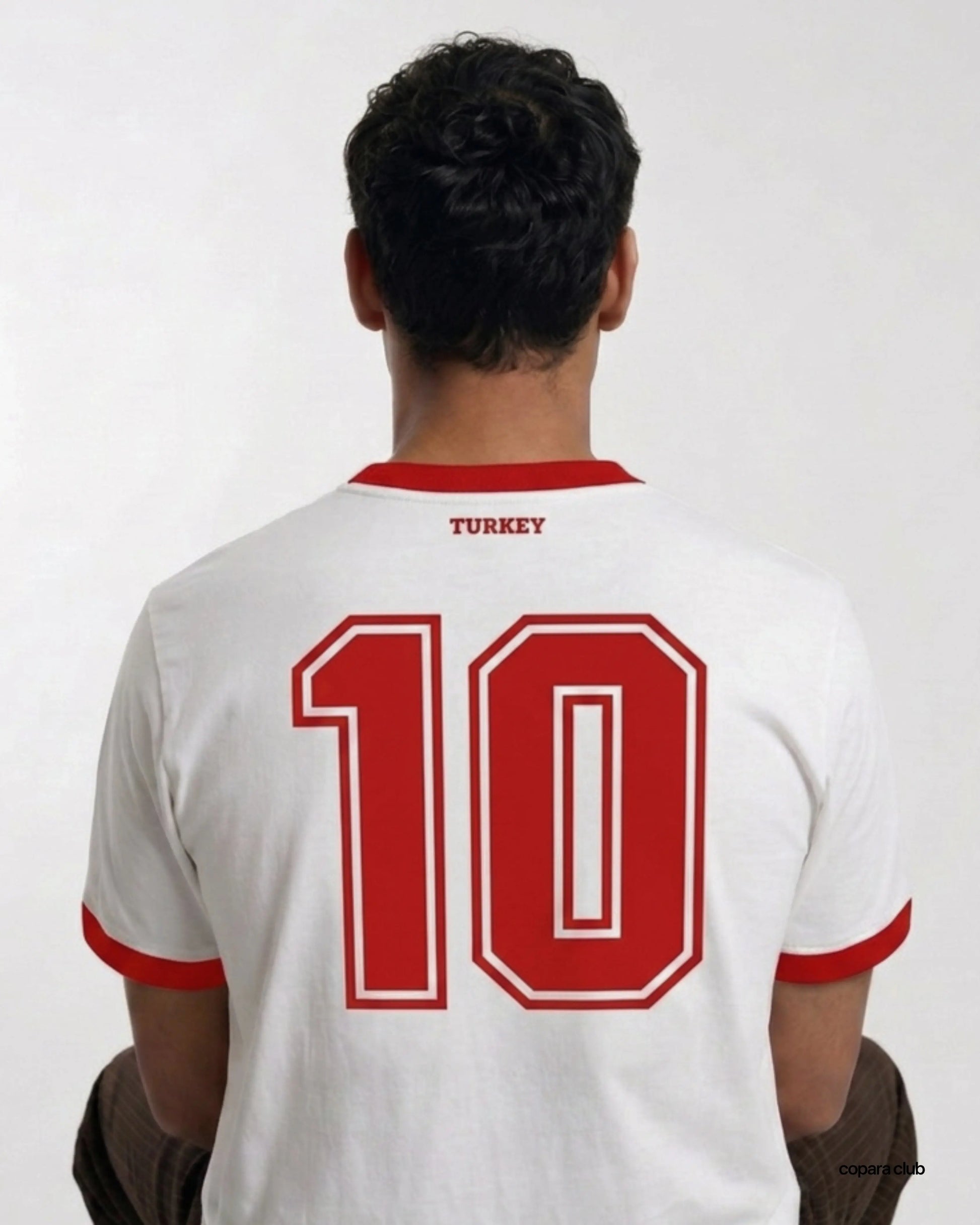 Rückseite Tuerkey Ringer T-Shirt mit Nummer 10 im Fußball Trikot Stil