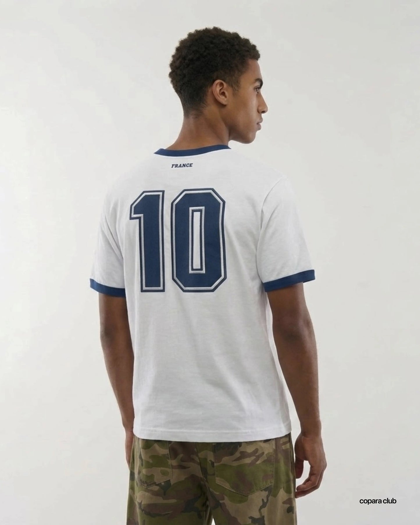 Rückseite France Ringer T-Shirt mit Nummer 10 im Fußball Trikot Stil