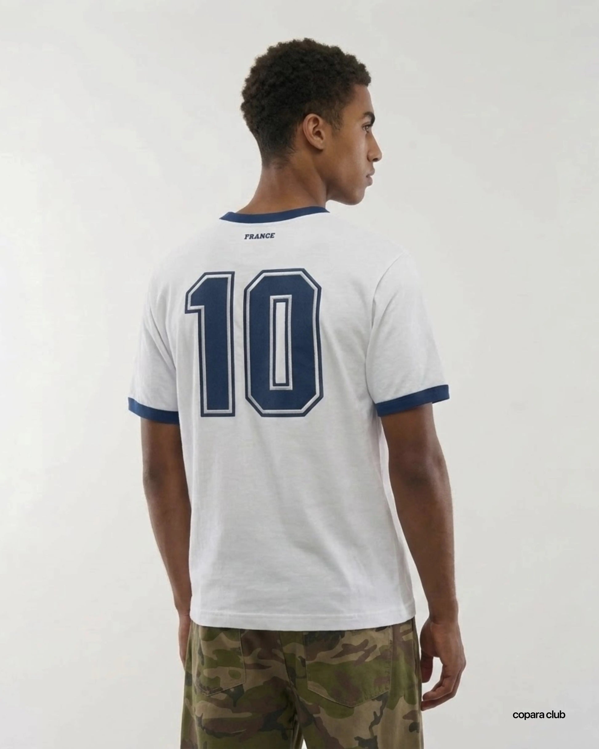 Rückseite France Ringer T-Shirt mit Nummer 10 im Fußball Trikot Stil
