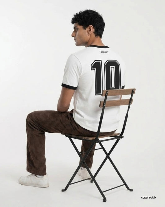 Rückseite Germany Ringer T-Shirt mit Nummer 10 im Fußball Trikot Stil