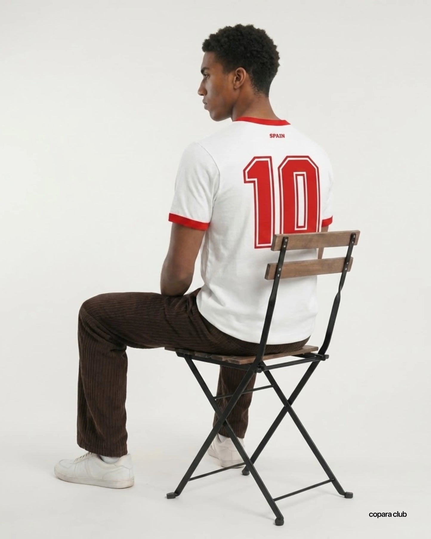 Rückseite Spain Ringer T-Shirt mit Nummer 10 im Fußball Trikot Stil